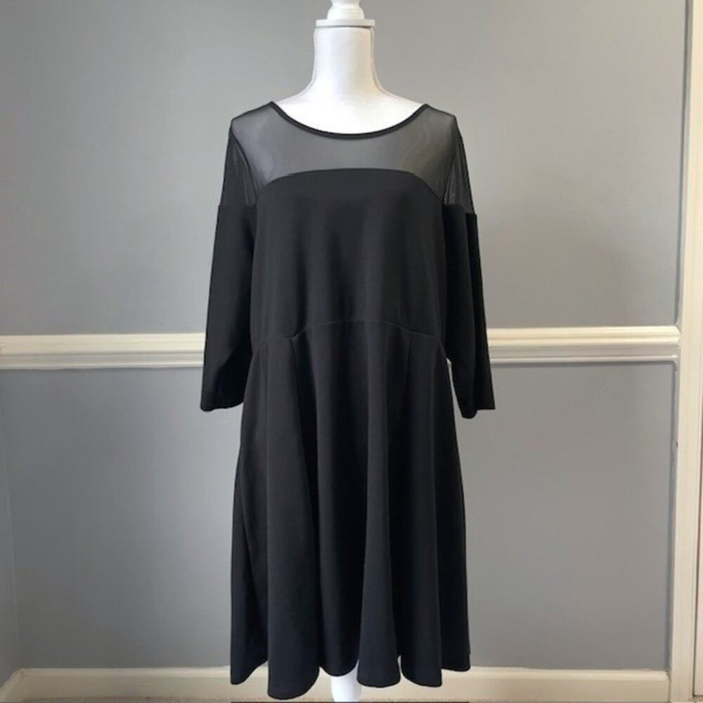Torrid Black Sheer Yoke Fit Flare Dress Size 3 22-24 Plus Stretch Showstopper